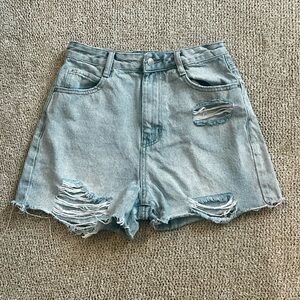 White Fox Distressed Denim Shorts